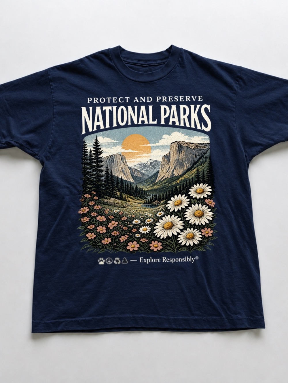 Navy 'National Parks' Scenic Floral Tee